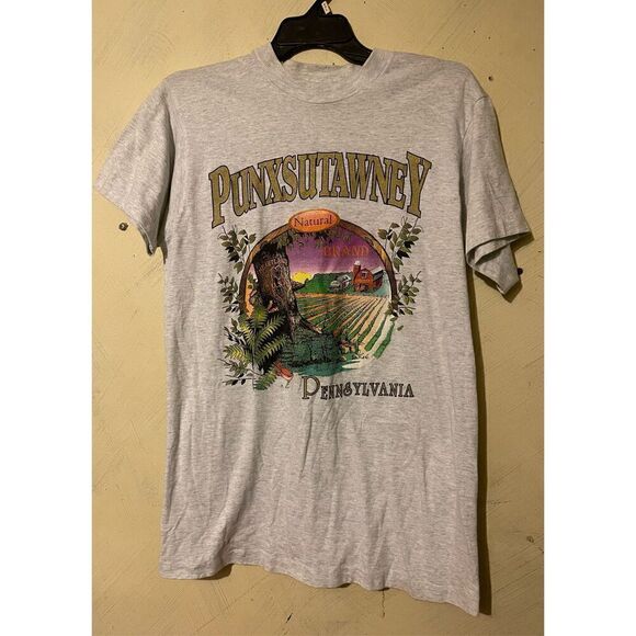 Vintage PUNXSUTAWNEY PENNSYLVANIA Tshirt Med one Stitch shirt - Picture 2 of 7